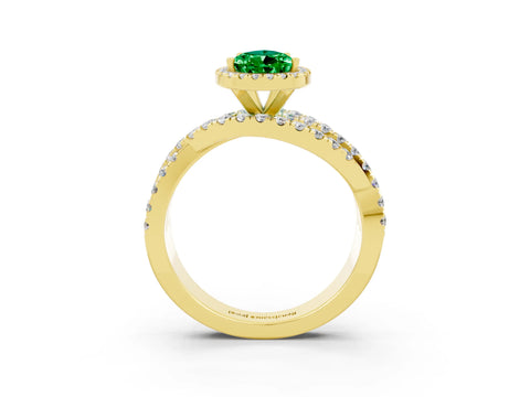 Yellow gold Pear Cut Cut Halo Split Shank Prong Setting Ring_15