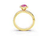 Yellow gold Pear Cut Cut Halo Split Shank Prong Setting Ring_15