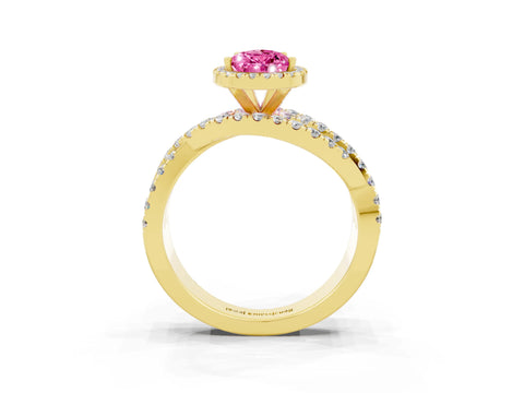 Yellow gold Pear Cut Cut Halo Split Shank Prong Setting Ring_15