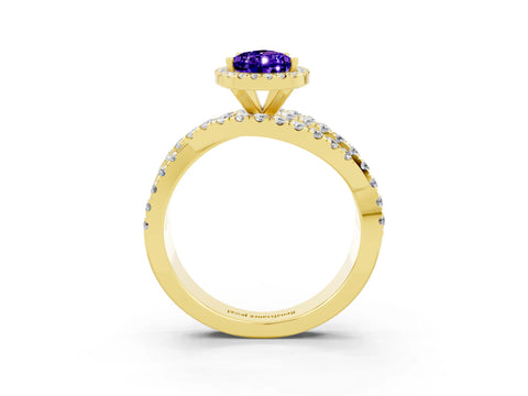 Yellow gold Pear Cut Cut Halo Split Shank Prong Setting Ring_15
