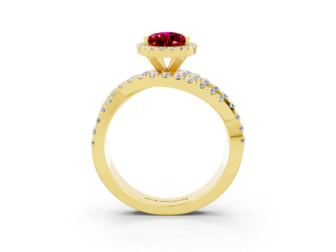 Yellow gold Pear Cut Cut Halo Split Shank Prong Setting Ring_15