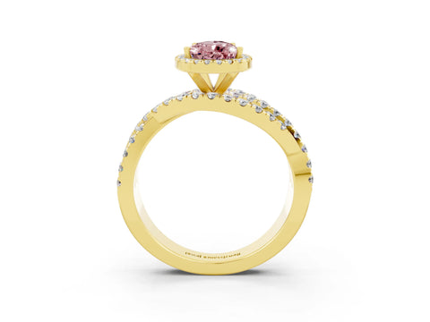 Yellow gold Pear Cut Cut Halo Split Shank Prong Setting Ring_15