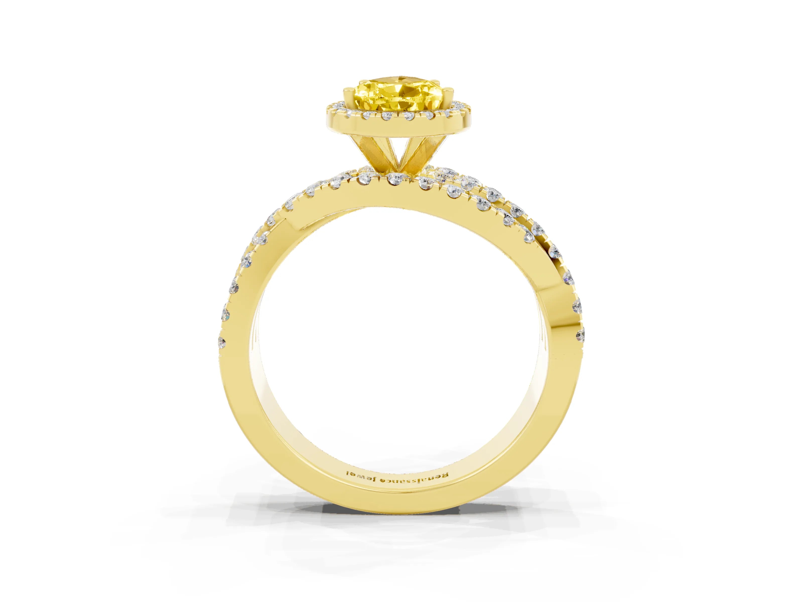 Yellow gold Pear Cut Cut Halo Split Shank Prong Setting Ring_15