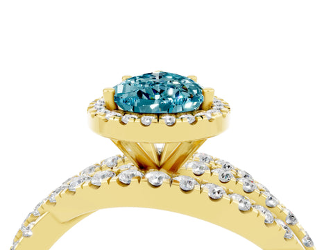 Yellow gold Pear Cut Cut Halo Split Shank Prong Setting Ring_16