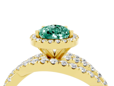 Yellow gold Pear Cut Cut Halo Split Shank Prong Setting Ring_16