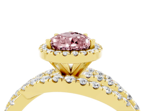 Yellow gold Pear Cut Cut Halo Split Shank Prong Setting Ring_16