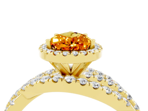 Yellow gold Pear Cut Cut Halo Split Shank Prong Setting Ring_16