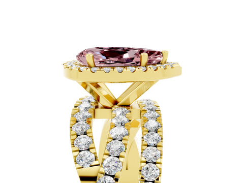 Yellow gold Pear Cut Cut Halo Split Shank Prong Setting Ring_17