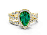 Yellow gold Pear Cut Cut Halo Split Shank Prong Setting Ring_24