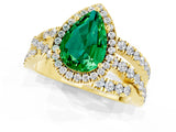 Yellow gold Pear Cut Cut Halo Split Shank Prong Setting Ring_25