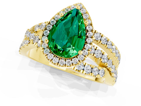 Yellow gold Pear Cut Cut Halo Split Shank Prong Setting Ring_25
