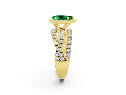 Yellow gold Pear Cut Cut Halo Split Shank Prong Setting Ring_26