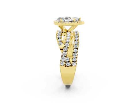 Yellow gold Pear Cut Cut Halo Split Shank Prong Setting Ring_26