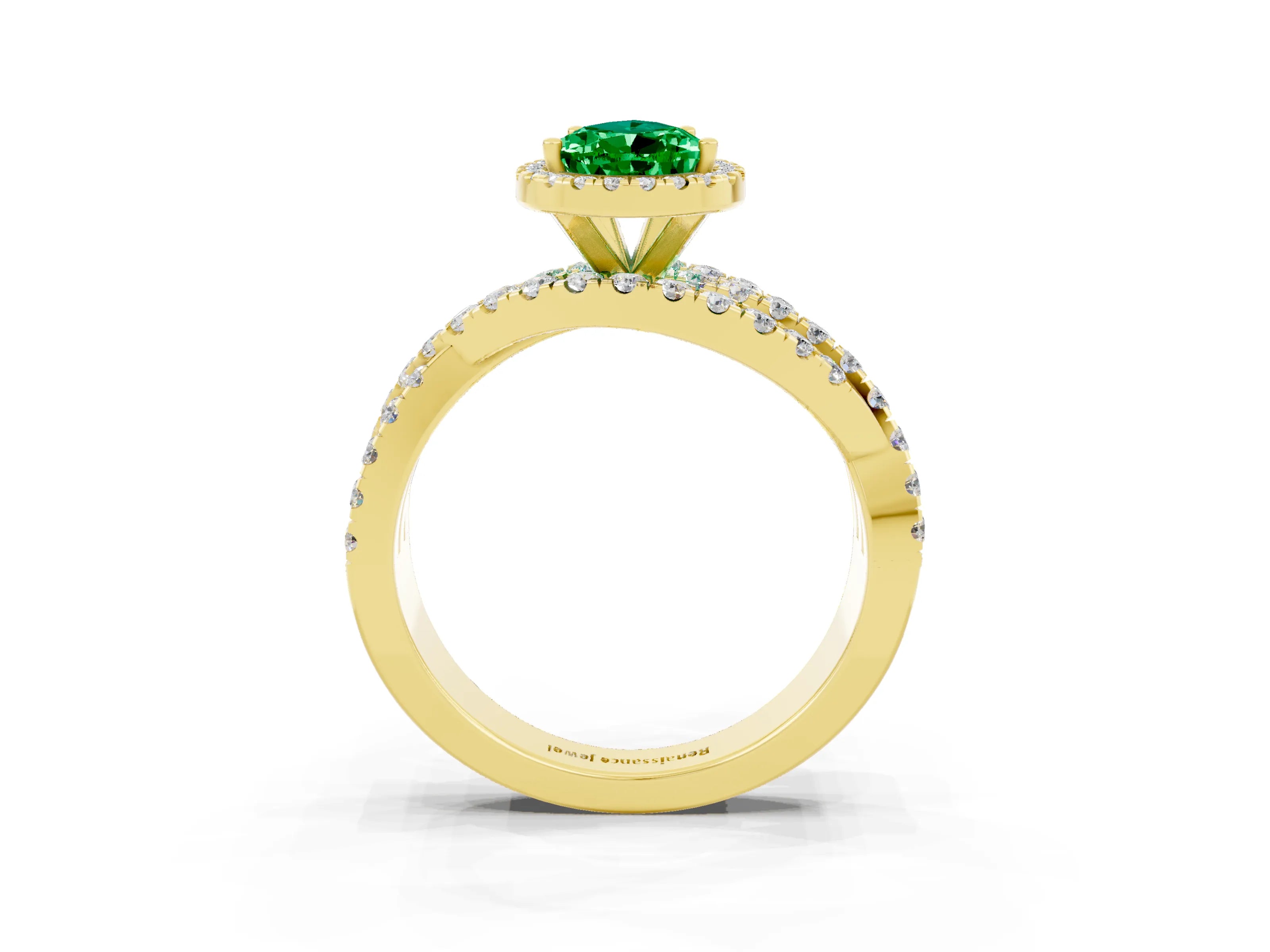 Yellow gold Pear Cut Cut Halo Split Shank Prong Setting Ring_27
