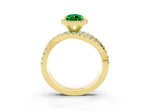 Yellow gold Pear Cut Cut Halo Split Shank Prong Setting Ring_27