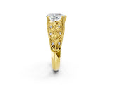 Yellow gold Pear Cut Cut Milgrain Pave Diamond Engagement Ring with Four-Prong Setting_5