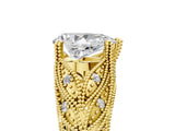 Yellow gold Pear Cut Cut Milgrain Pave Diamond Engagement Ring with Four-Prong Setting_8