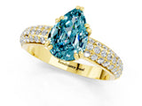 Yellow gold Pear Cut Cut Pave Diamond Engagement Ring with Channel Set Band and Four-Prong Setting_1