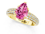Yellow gold Pear Cut Cut Pave Diamond Engagement Ring with Channel Set Band and Four-Prong Setting_1