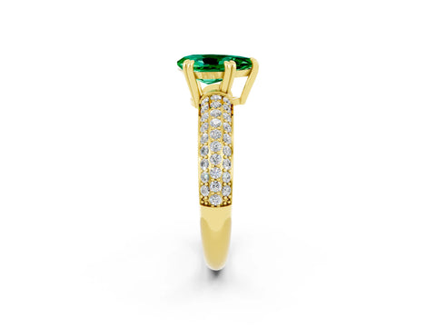 Yellow gold Pear Cut Cut Pave Diamond Engagement Ring with Channel Set Band and Four-Prong Setting_2