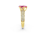 Yellow gold Pear Cut Cut Pave Diamond Engagement Ring with Channel Set Band and Four-Prong Setting_2