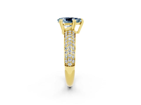 Yellow gold Pear Cut Cut Pave Diamond Engagement Ring with Channel Set Band and Four-Prong Setting_2