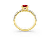 Yellow gold Pear Cut Cut Pave Diamond Engagement Ring with Channel Set Band and Four-Prong Setting_3