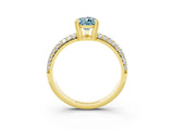 Yellow gold Pear Cut Cut Pave Diamond Engagement Ring with Channel Set Band and Four-Prong Setting_3