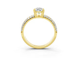 Yellow gold Pear Cut Cut Pave Diamond Engagement Ring with Channel Set Band and Four-Prong Setting_3