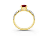 Yellow gold Pear Cut Cut Pave Diamond Engagement Ring with Channel Set Band and Four-Prong Setting_3