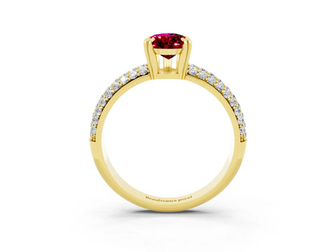 Yellow gold Pear Cut Cut Pave Diamond Engagement Ring with Channel Set Band and Four-Prong Setting_3