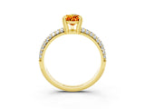 Yellow gold Pear Cut Cut Pave Diamond Engagement Ring with Channel Set Band and Four-Prong Setting_3