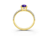 Yellow gold Pear Cut Cut Pave Diamond Engagement Ring with Channel Set Band and Four-Prong Setting_3
