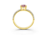 Yellow gold Pear Cut Cut Pave Diamond Engagement Ring with Channel Set Band and Four-Prong Setting_3
