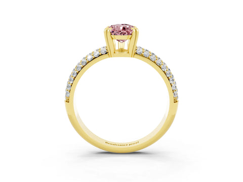 Yellow gold Pear Cut Cut Pave Diamond Engagement Ring with Channel Set Band and Four-Prong Setting_3
