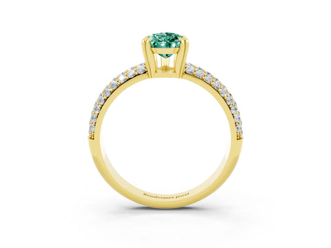Yellow gold Pear Cut Cut Pave Diamond Engagement Ring with Channel Set Band and Four-Prong Setting_3
