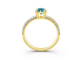Yellow gold Pear Cut Cut Pave Diamond Engagement Ring with Channel Set Band and Four-Prong Setting_3
