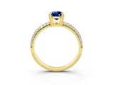 Yellow gold Pear Cut Cut Pave Diamond Engagement Ring with Channel Set Band and Four-Prong Setting_3