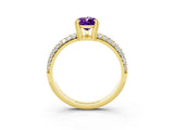 Yellow gold Pear Cut Cut Pave Diamond Engagement Ring with Channel Set Band and Four-Prong Setting_3