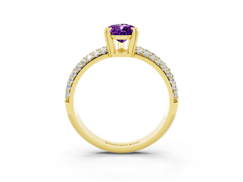 Yellow gold Pear Cut Cut Pave Diamond Engagement Ring with Channel Set Band and Four-Prong Setting_3