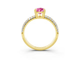 Yellow gold Pear Cut Cut Pave Diamond Engagement Ring with Channel Set Band and Four-Prong Setting_3