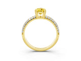 Yellow gold Pear Cut Cut Pave Diamond Engagement Ring with Channel Set Band and Four-Prong Setting_3