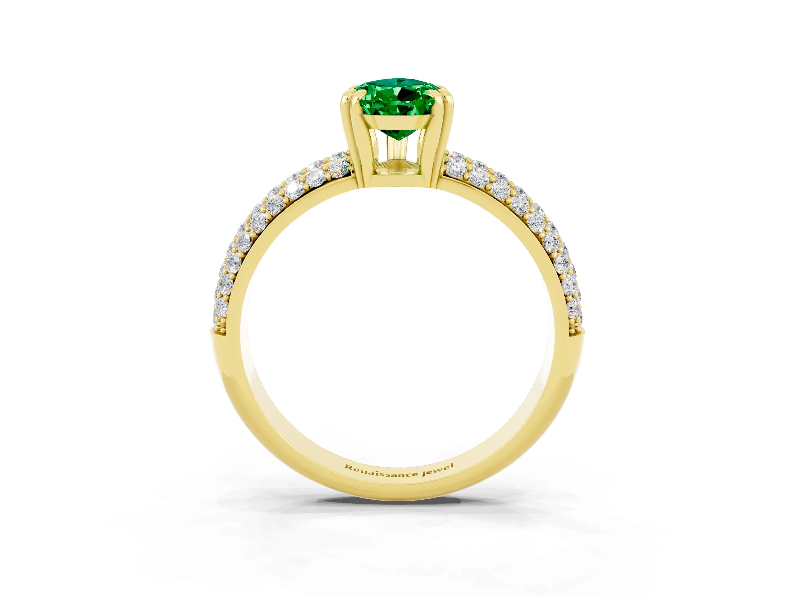Yellow gold Pear Cut Cut Pave Diamond Engagement Ring with Channel Set Band and Four-Prong Setting_3