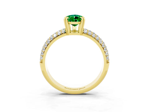 Yellow gold Pear Cut Cut Pave Diamond Engagement Ring with Channel Set Band and Four-Prong Setting_3
