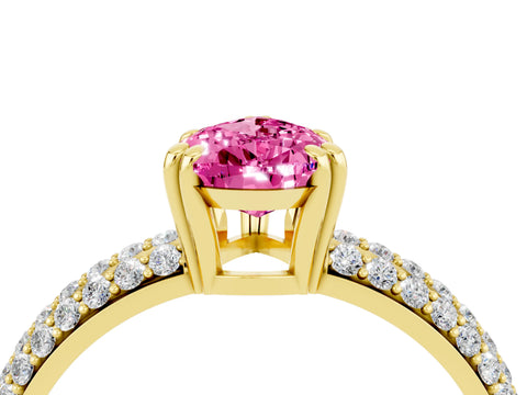 Yellow gold Pear Cut Cut Pave Diamond Engagement Ring with Channel Set Band and Four-Prong Setting_4