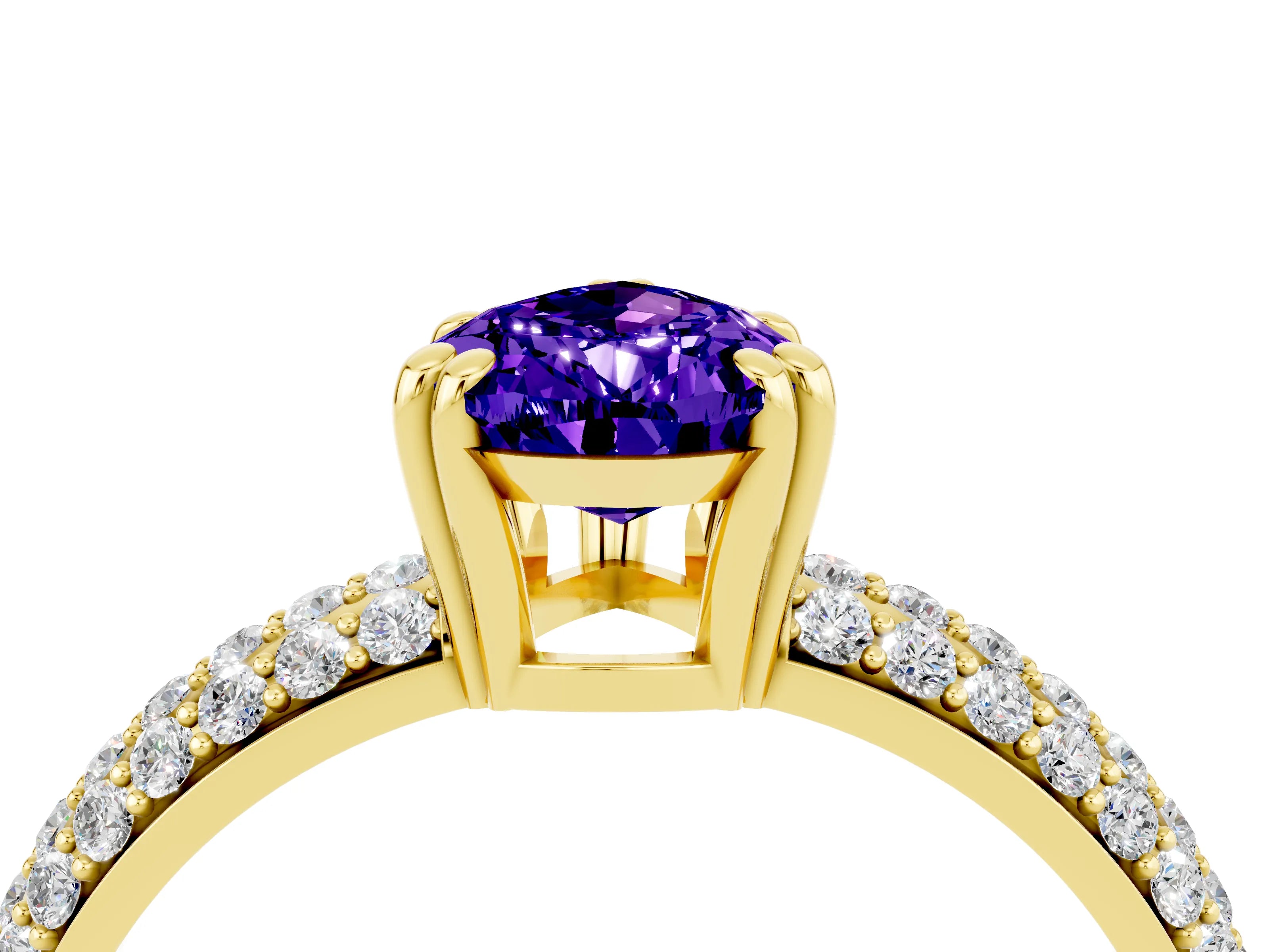 Yellow gold Pear Cut Cut Pave Diamond Engagement Ring with Channel Set Band and Four-Prong Setting_4