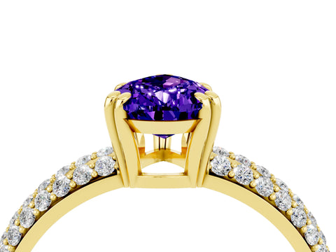 Yellow gold Pear Cut Cut Pave Diamond Engagement Ring with Channel Set Band and Four-Prong Setting_4