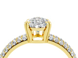 Yellow gold Pear Cut Cut Pave Diamond Engagement Ring with Channel Set Band and Four-Prong Setting_4