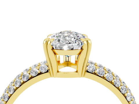 Yellow gold Pear Cut Cut Pave Diamond Engagement Ring with Channel Set Band and Four-Prong Setting_4