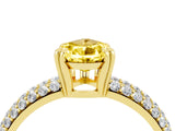 Yellow gold Pear Cut Cut Pave Diamond Engagement Ring with Channel Set Band and Four-Prong Setting_4